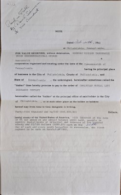 Mortgage contract for 18th and Spring Garden