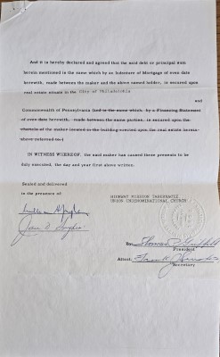 Mortgage contract for 18th and Spring Garden