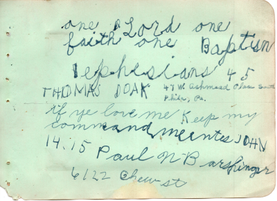 Scriptures written by Thomas Doak and Paul N. Barshinger